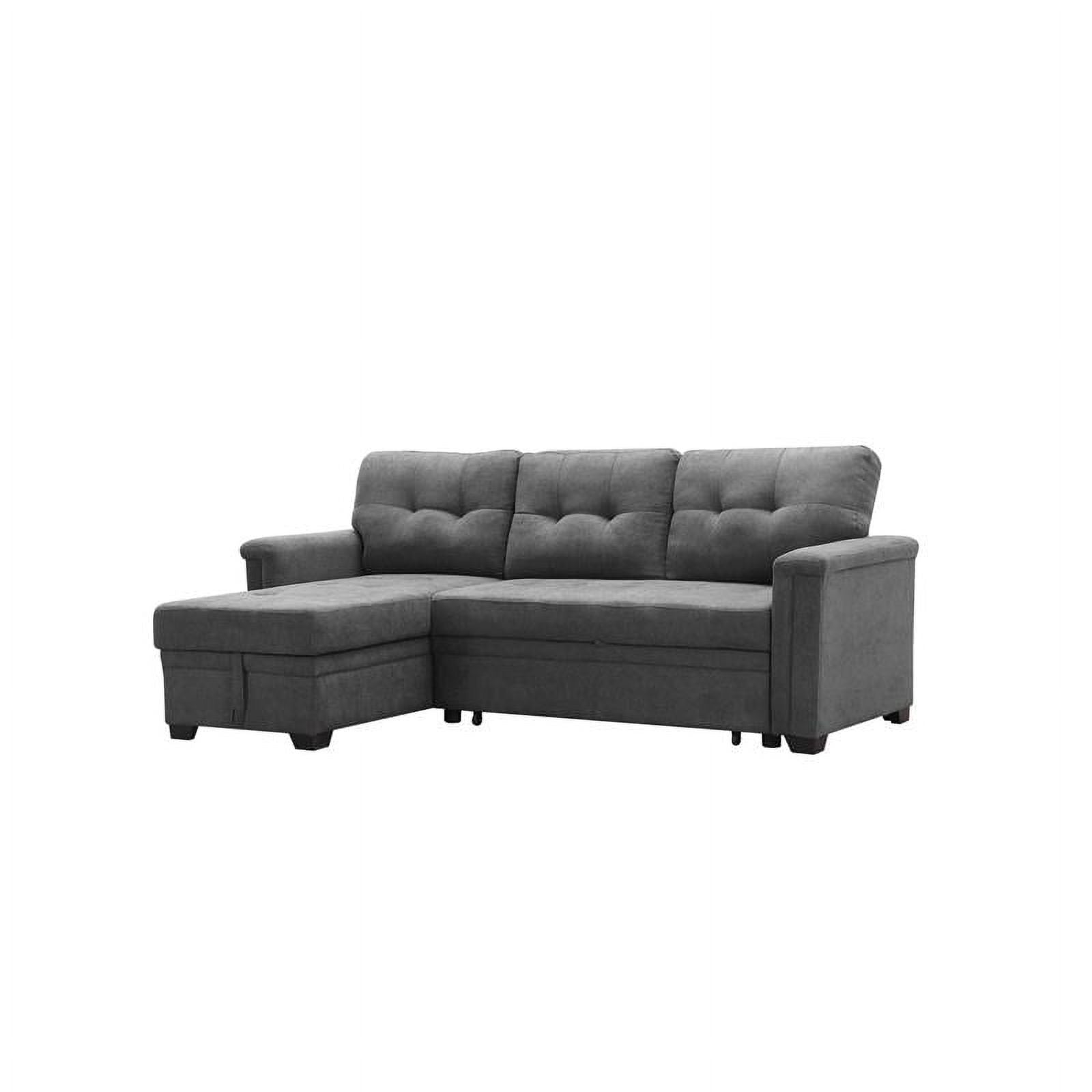 Gray Woven Fabric Sectional Sleeper Sofa with Storage and USB Charger G927