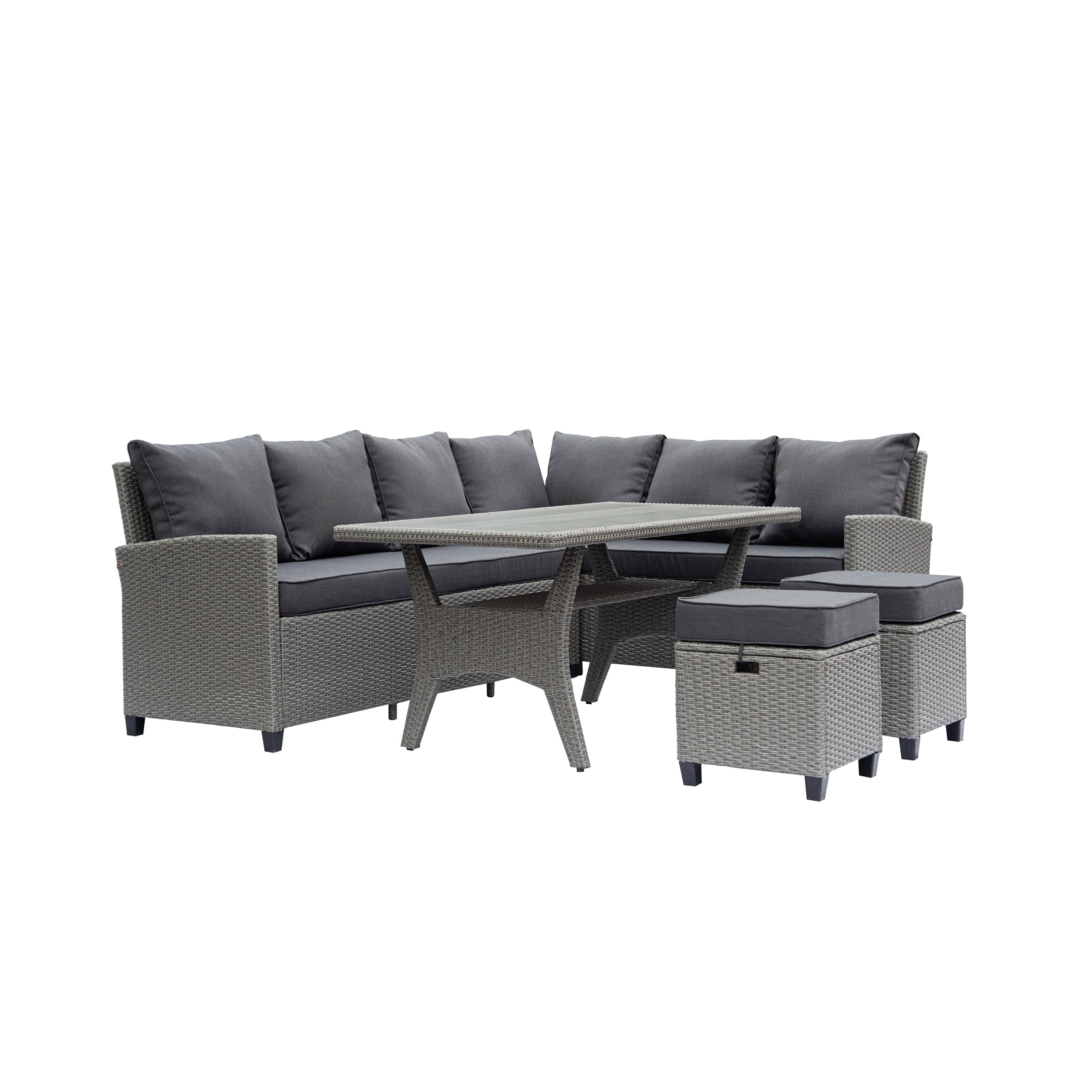 Outdoor Wicker Patio Sectional Sofa & Ottoman Set with Table H866372