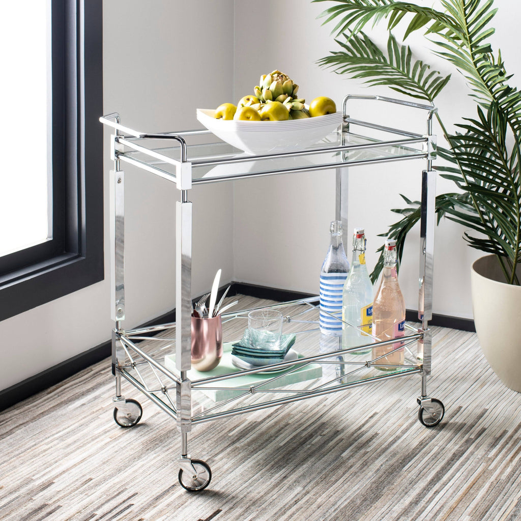 Chrome 2 Tier Rectangle Bar Cart F2072
