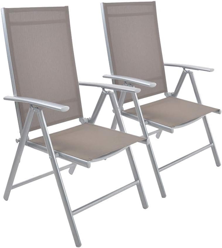 Set of 2 Aluminum Adjustable Reclining Patio Folding Sling Back Chairs L68035