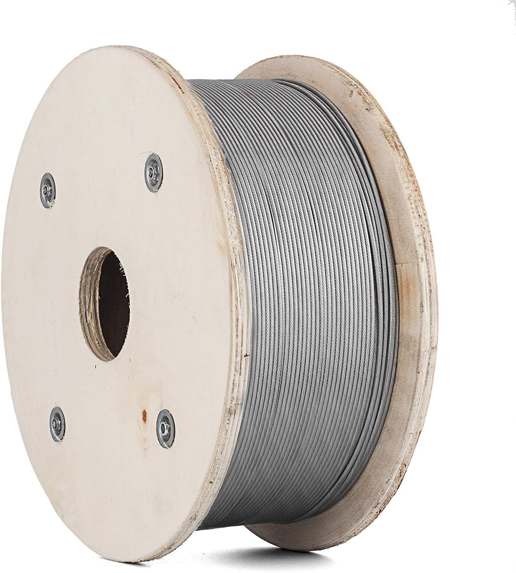 1/8" 1x19 Stainless Steel Wire Rope 1000ft Cable Railing F275407
