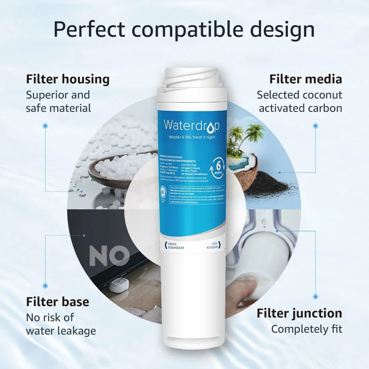 6 Pack Refrigerator Water Filter D329943