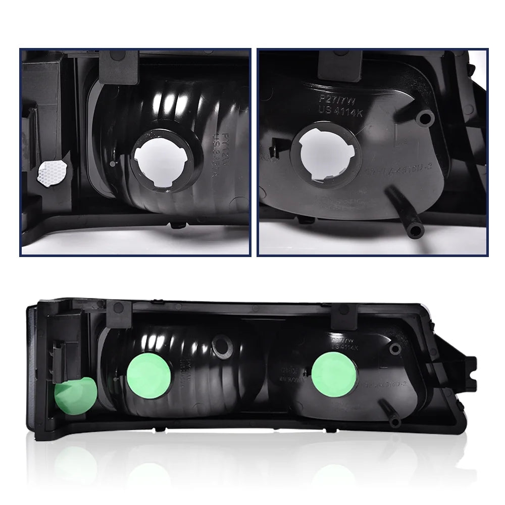 LED Headlight Smoky Lens Black Housing Amber Corner I267