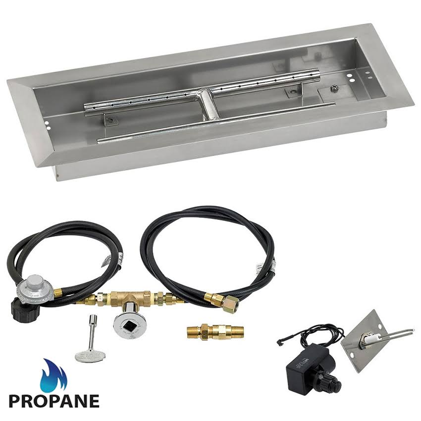 18x22 Rectangular Stainless Steel Drop in Firepit Pan with Spark Ignition Kit C740