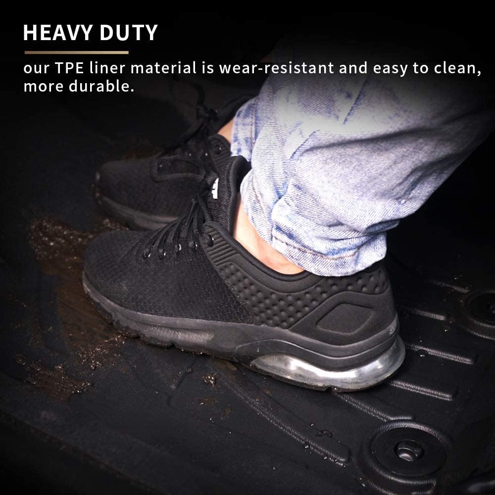 Heavy Duty Black TPE All Weather Car Floor Mats, 1st & 2nd Row Full Set C4452