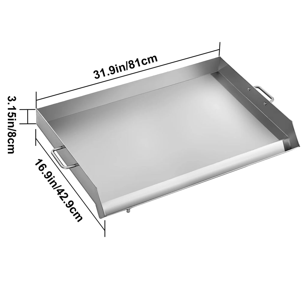 Stainless Steel Flat Top Griddle 32" X 17" with 2 Handles D937