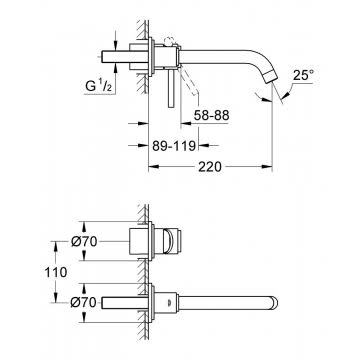 Wall-Mounted Basin Mixer 220mm T83363