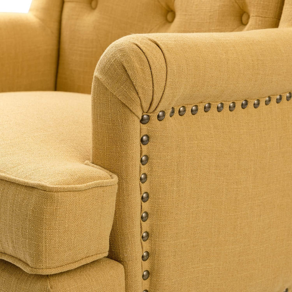 Mustard Tufted Fabric Upholstered Armchair Set Of 2 M378910