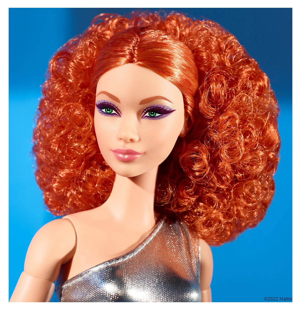 Posable Fashion Doll with Curly Red Hair & Metallic Jumpsuit D76568