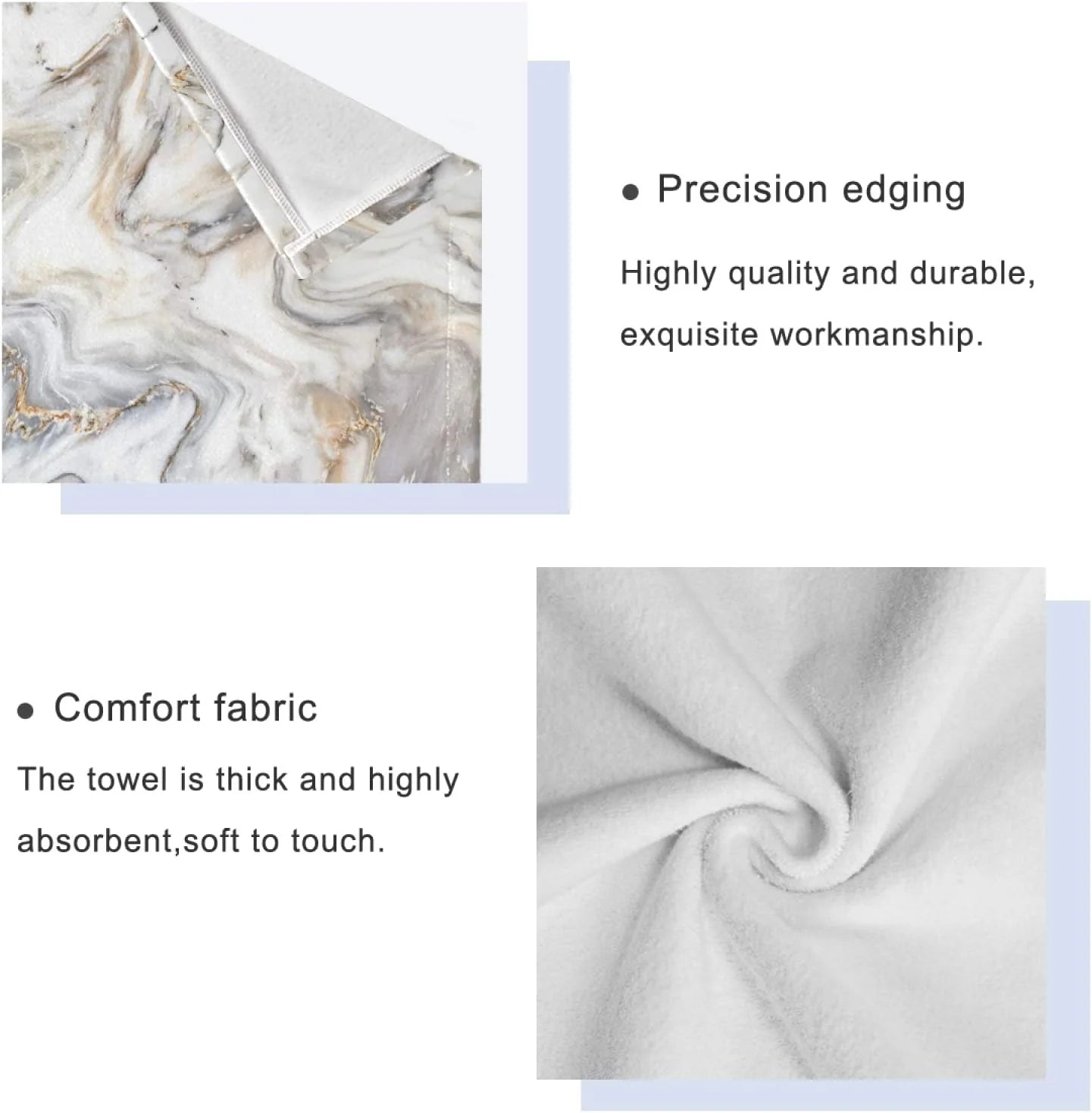 3 Piece Marble Ink Texture Towel Set X45769