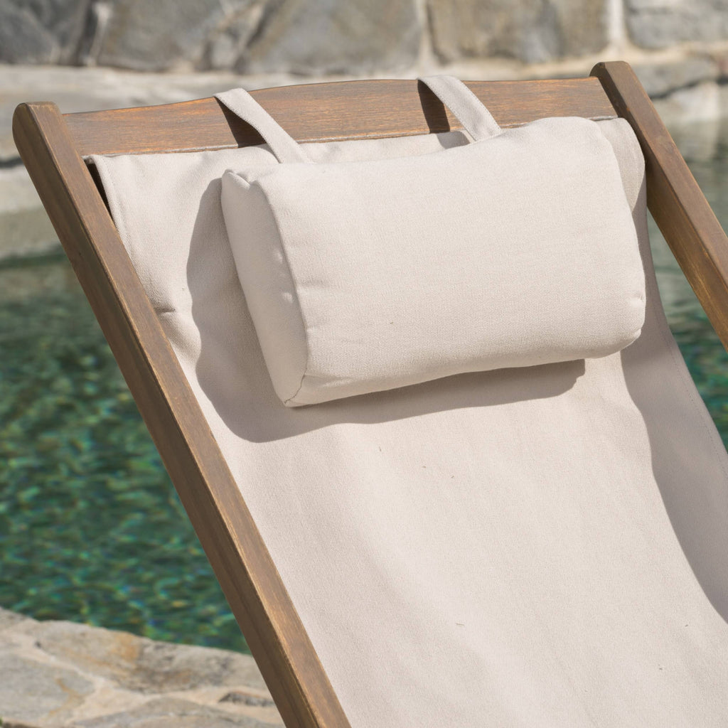 Brown Wood and Canvas Sling Chair Set of 2 Z109