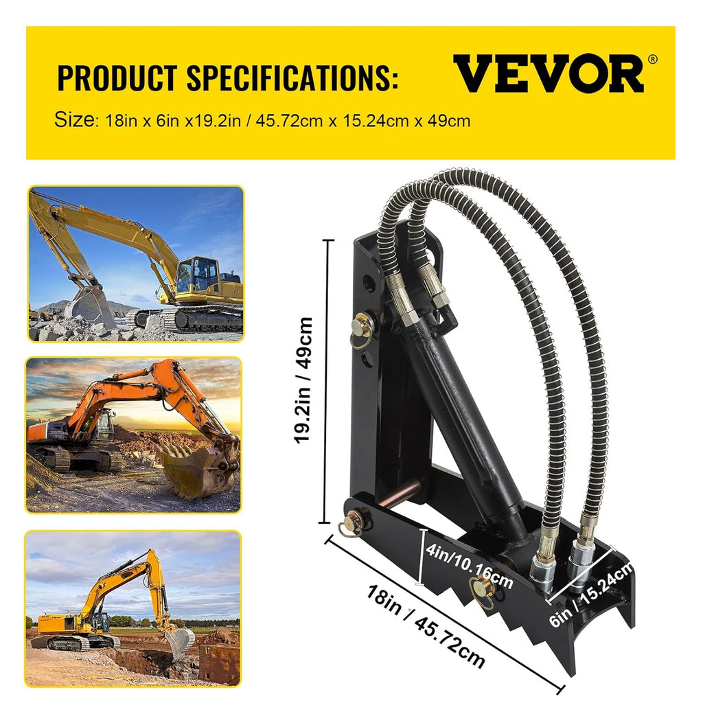 18 Hydraulic Backhoe Thumb, Black Steel Weld On Thumb with Hydraulic Cylinder C71338