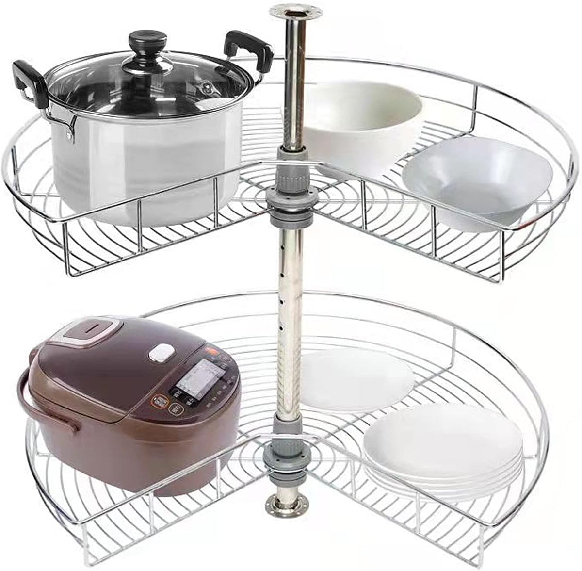 28'' 2 Tier Stainless Steel Lazy Susan Corner Shelf M866080
