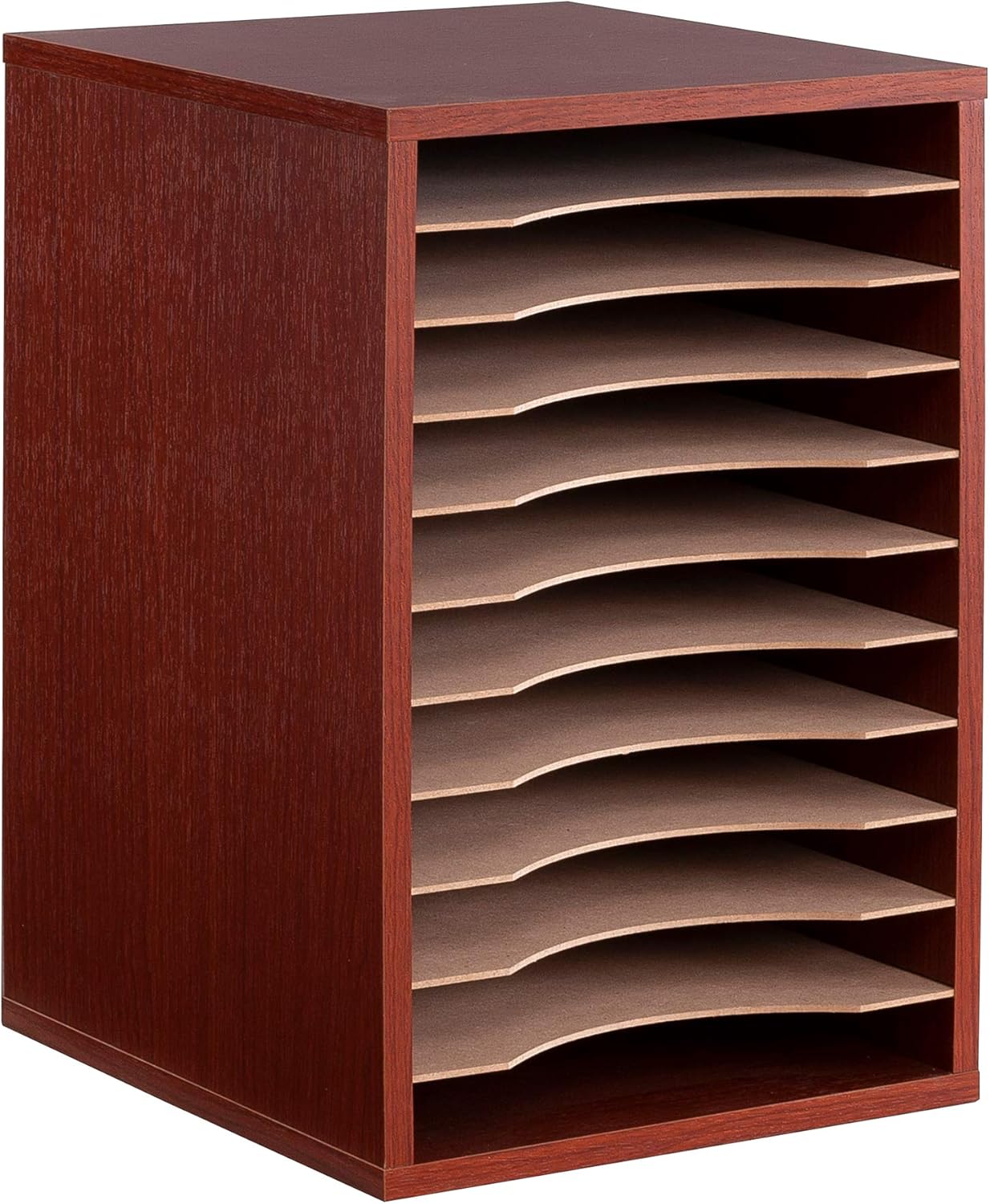 Vertical Desktop Sorter, 11 Compartment, Medium Oak, Pack of 2 I9009