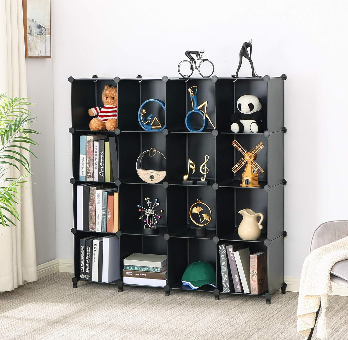 16-Cube Plastic Storage Cabinet Black Pack of 2 F9722