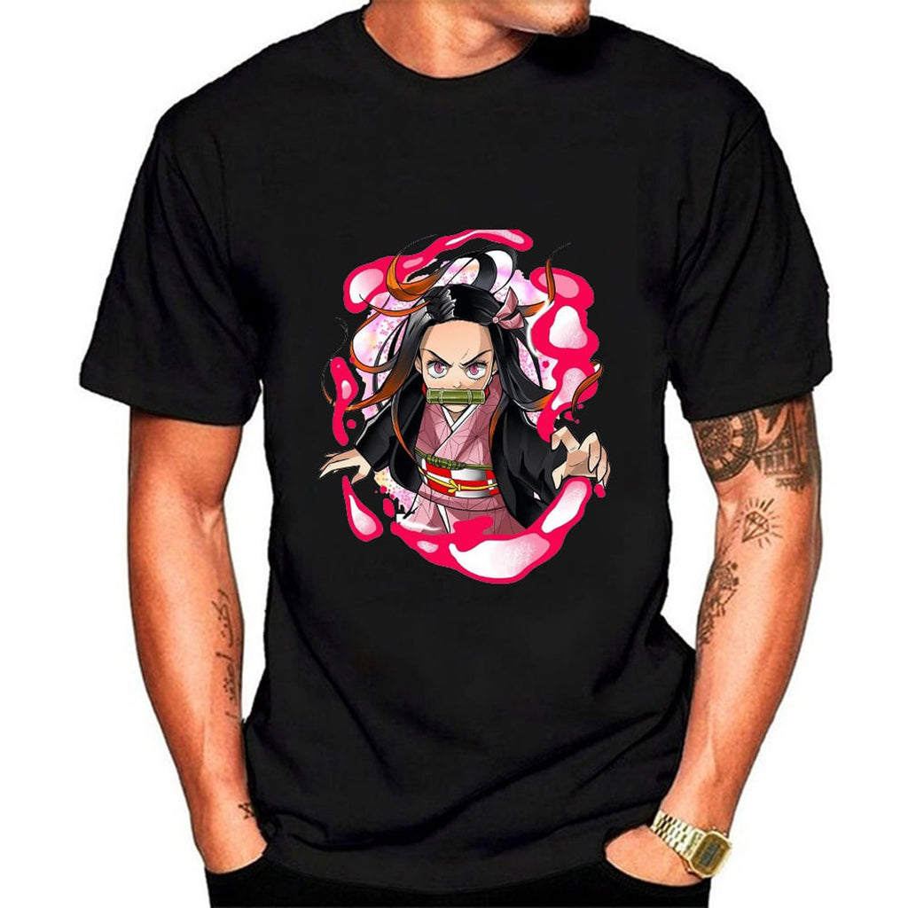 Black XXL Printed Short Sleeve T-Shirt W4002