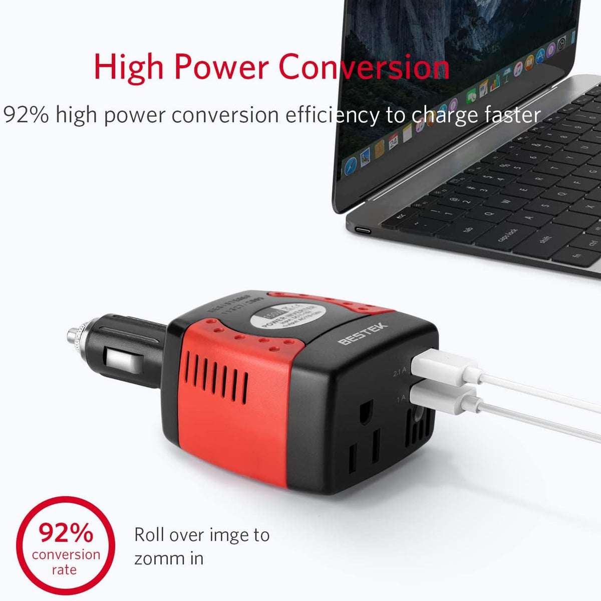 150W Power Inverter 12V to 110V with Dual USB Charging Ports Pack of 2 F9944