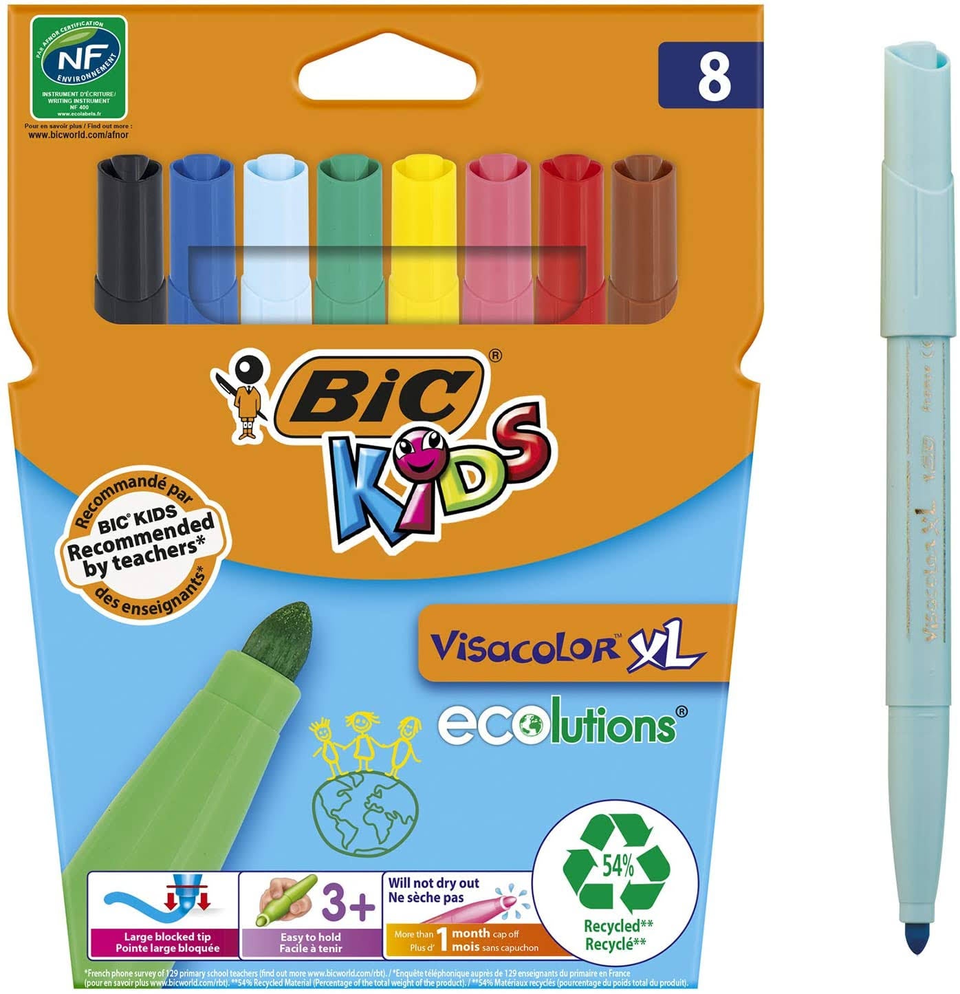 Coloring Pens, Cardboard Case of 8 E389