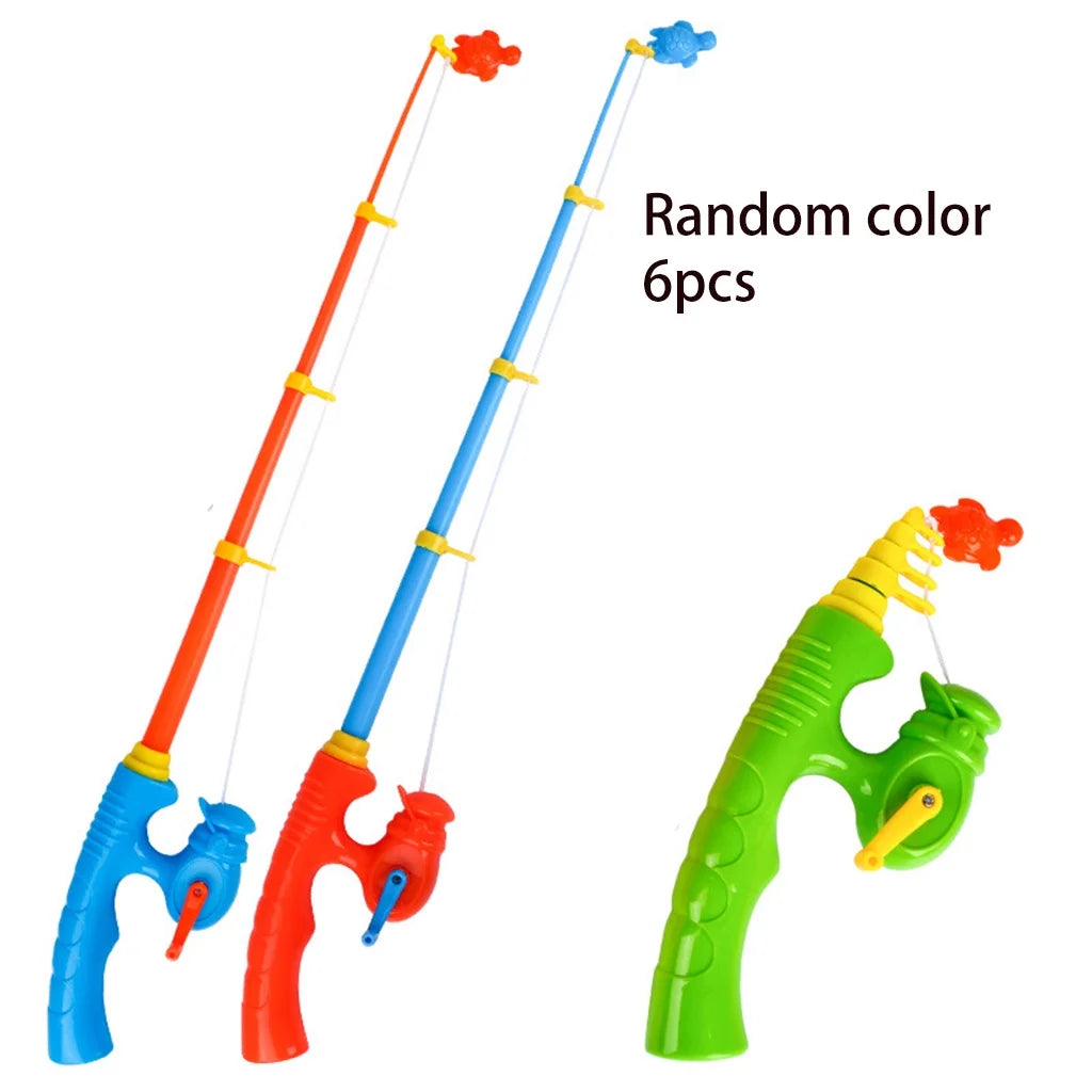 6 Pcs Stretchable Fishing Pole Toy Bath Toy Flexible Magnetic Kids Fishing Rod B290944