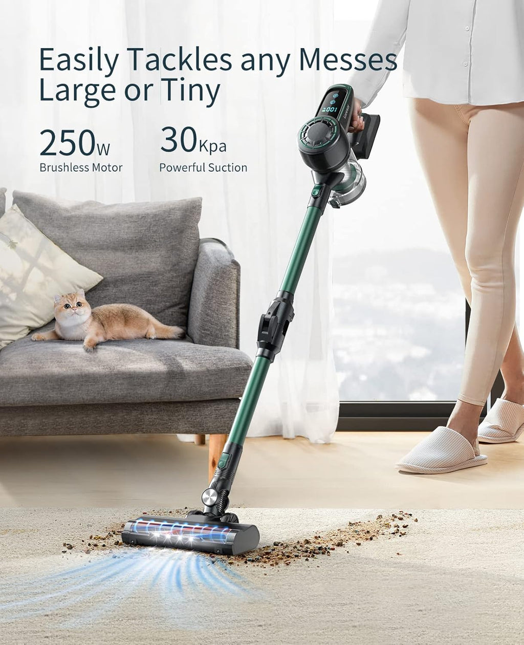 Cordless Stick Vacuum Cleaner with Foldable Tube, Detachable Battery C9480
