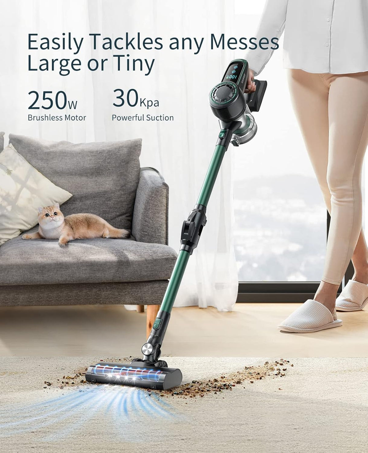 Cordless Stick Vacuum Cleaner with Foldable Tube, Detachable Battery C9480