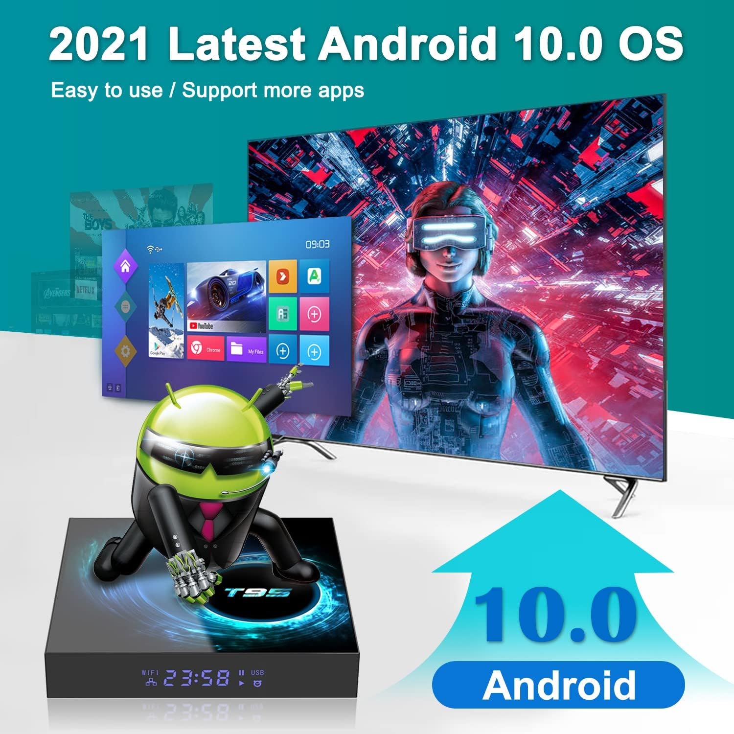 2 Pack 4GB 64GB Android TV Box with Dual WiFi W697