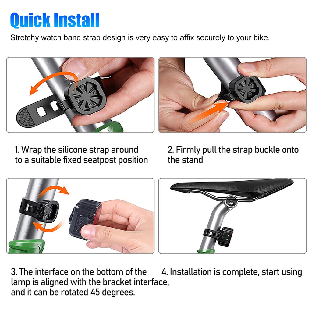 2x USB Rechargeable LED Bicycle Headlight Taillight E222