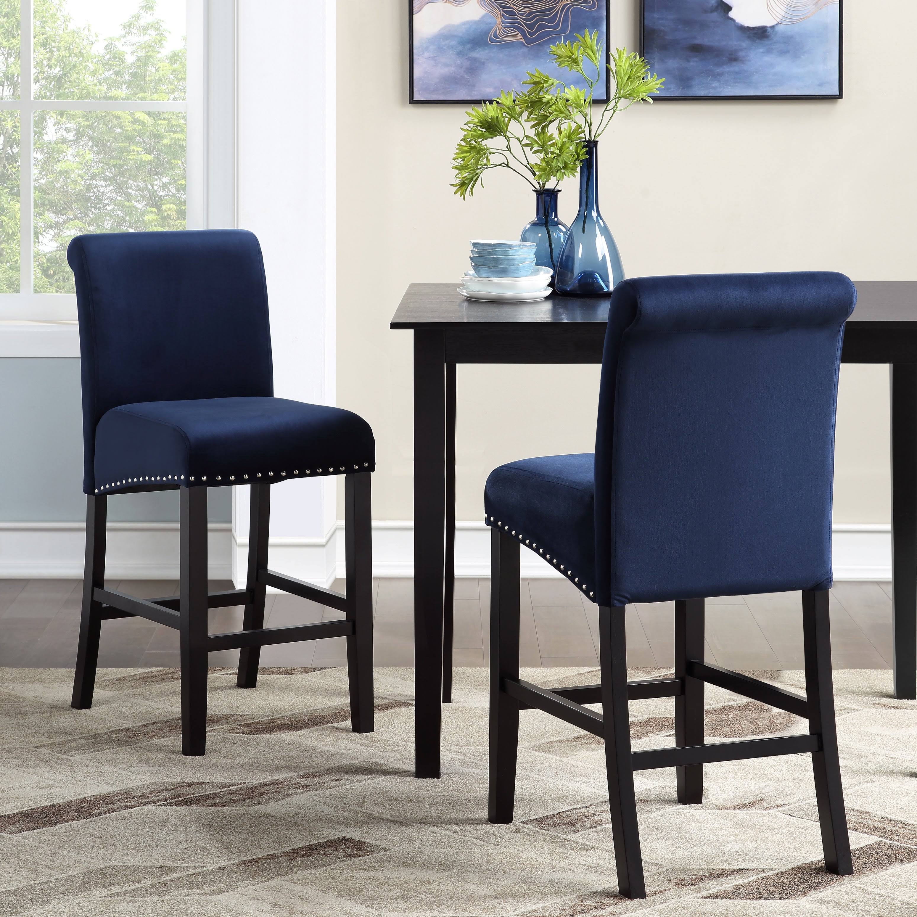 Deep Red Velvet Counter Chair Set of 2 D892403