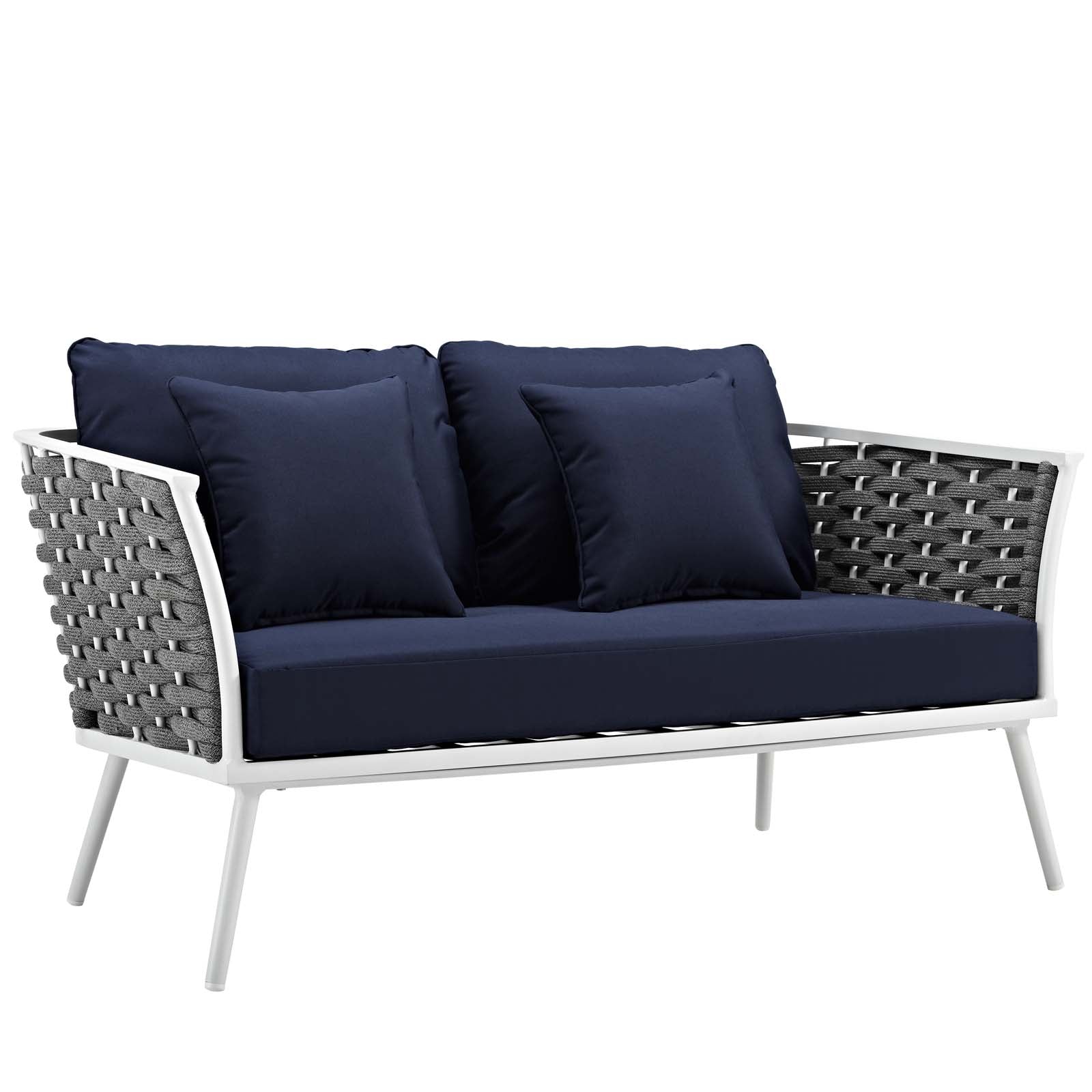 White Navy 3 Piece Aluminum Patio Sectional Sofa Set F301