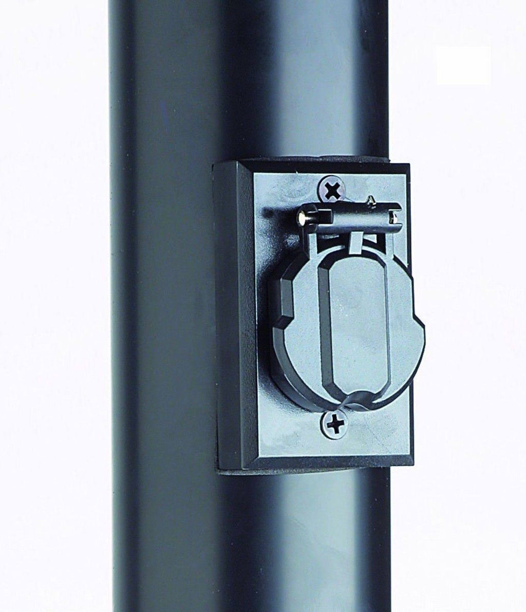 Black Lamp Post with Cross Arm and Electrical Outlet F711