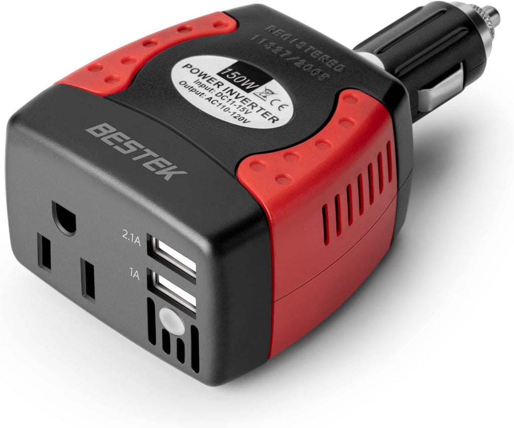 150W Power Inverter 12V to 110V with Dual USB Charging Ports Pack of 2 F9944