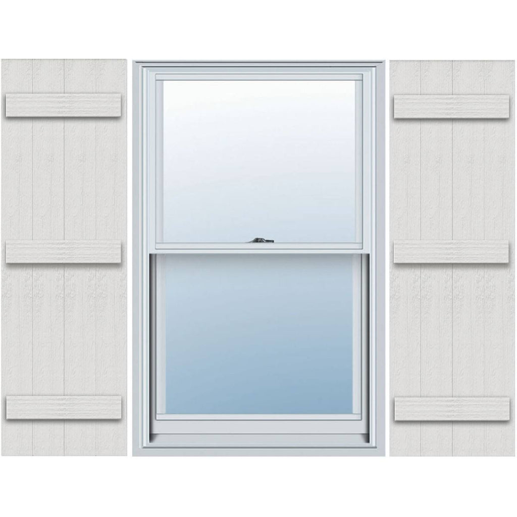 Rustic Four Board Joined Board-n-Batten Faux Wood Shutters (Per Pair) Y9585
