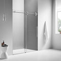 Frameless Sliding Shower Door, 3/8" Tempered Glass, Brushed Nickel Hardware, 56"-60"W x 74"H O144