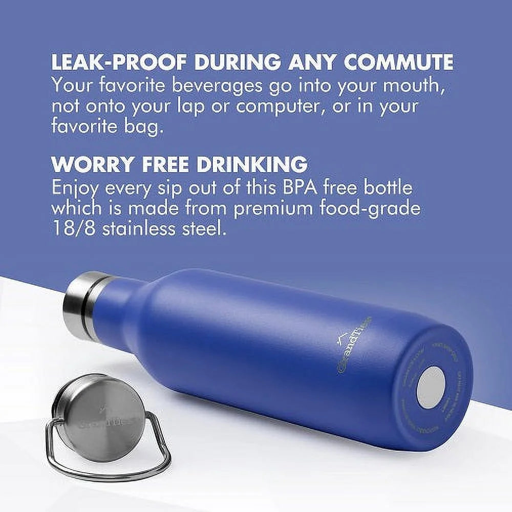 21oz Stainless Steel Insulated Water Bottle with 2 Lids B723899