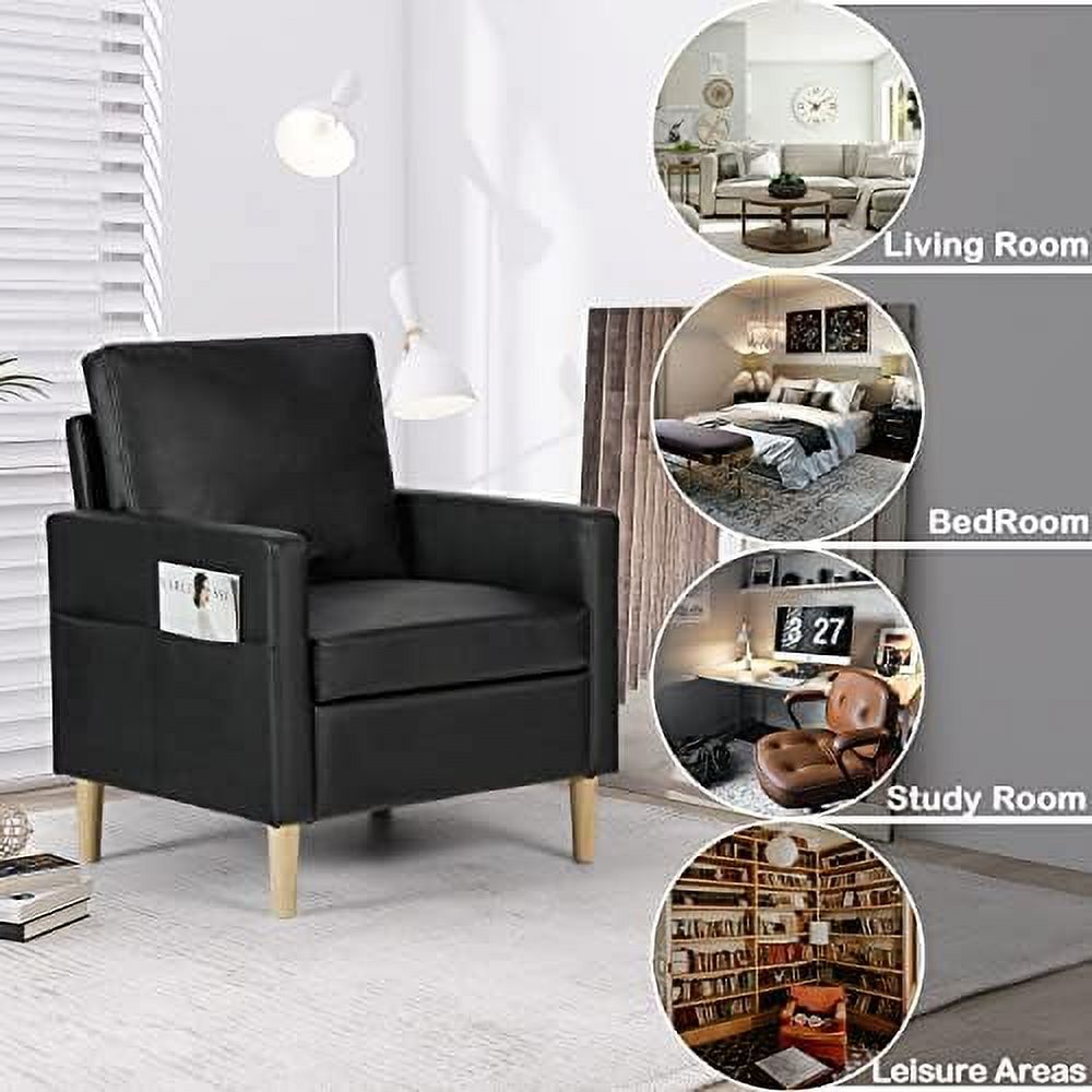 Cream White Faux Leather Single Sofa Chair I831506