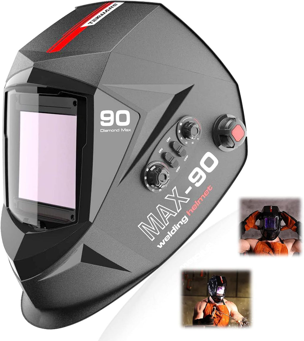Auto Darkening Welding Helmet with Ultra Large Viewing Screen, 4 Arc Sensor, 1/1/1/2 Optical Clarity X240