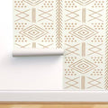 Removable Water-Activated Wallpaper Moroccan Beige Geometric Roll 24in x 108in Y1679