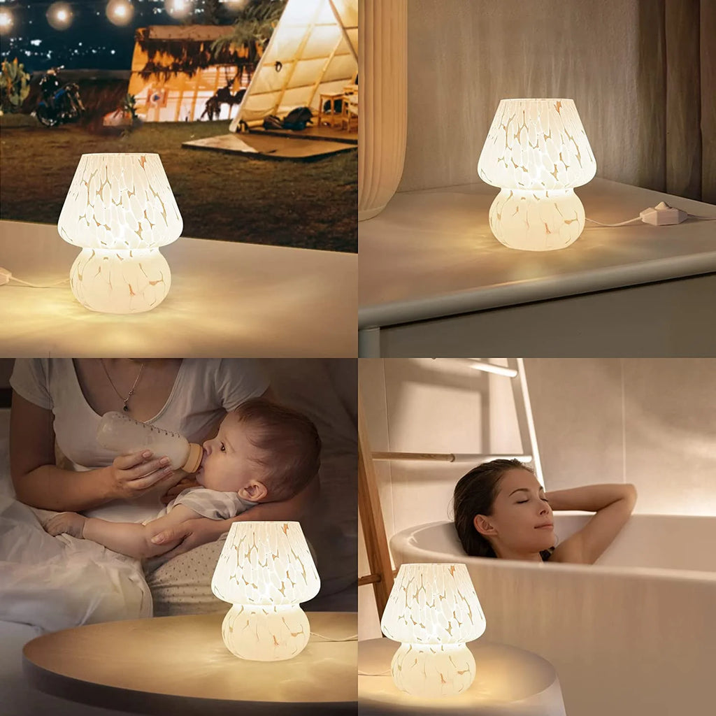 White Dimmable Glass Table Lamp Set of 2 L247920