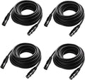 25 ft Flexible DMX Cable, Gold-Plated 3 Pin Signal XLR Male to Female (4 Pack) A402