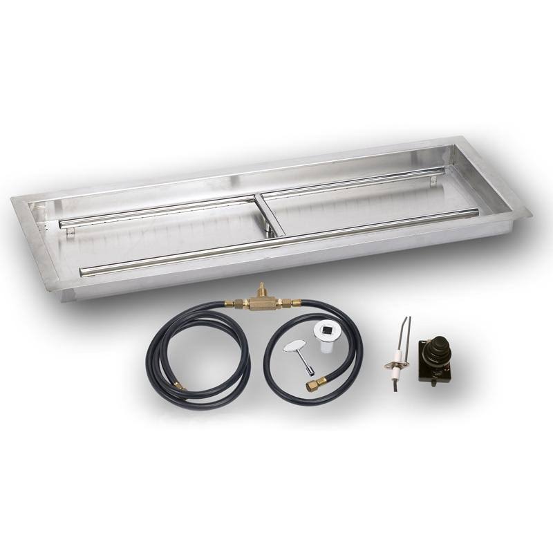 18x22 Rectangular Stainless Steel Drop in Firepit Pan with Spark Ignition Kit C740