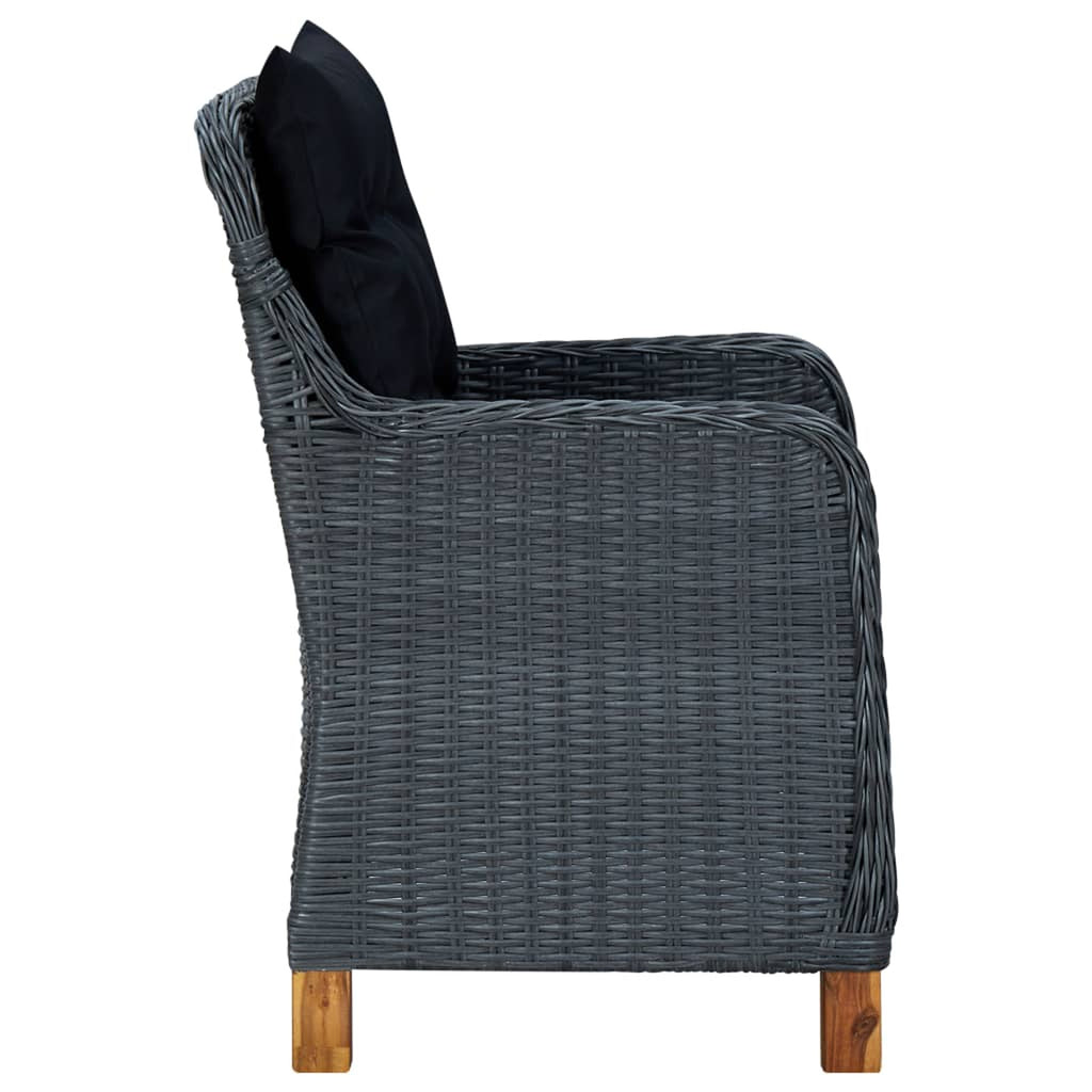 2 pcs Poly Rattan Patio Chairs with Cushions Dark Gray Q636393