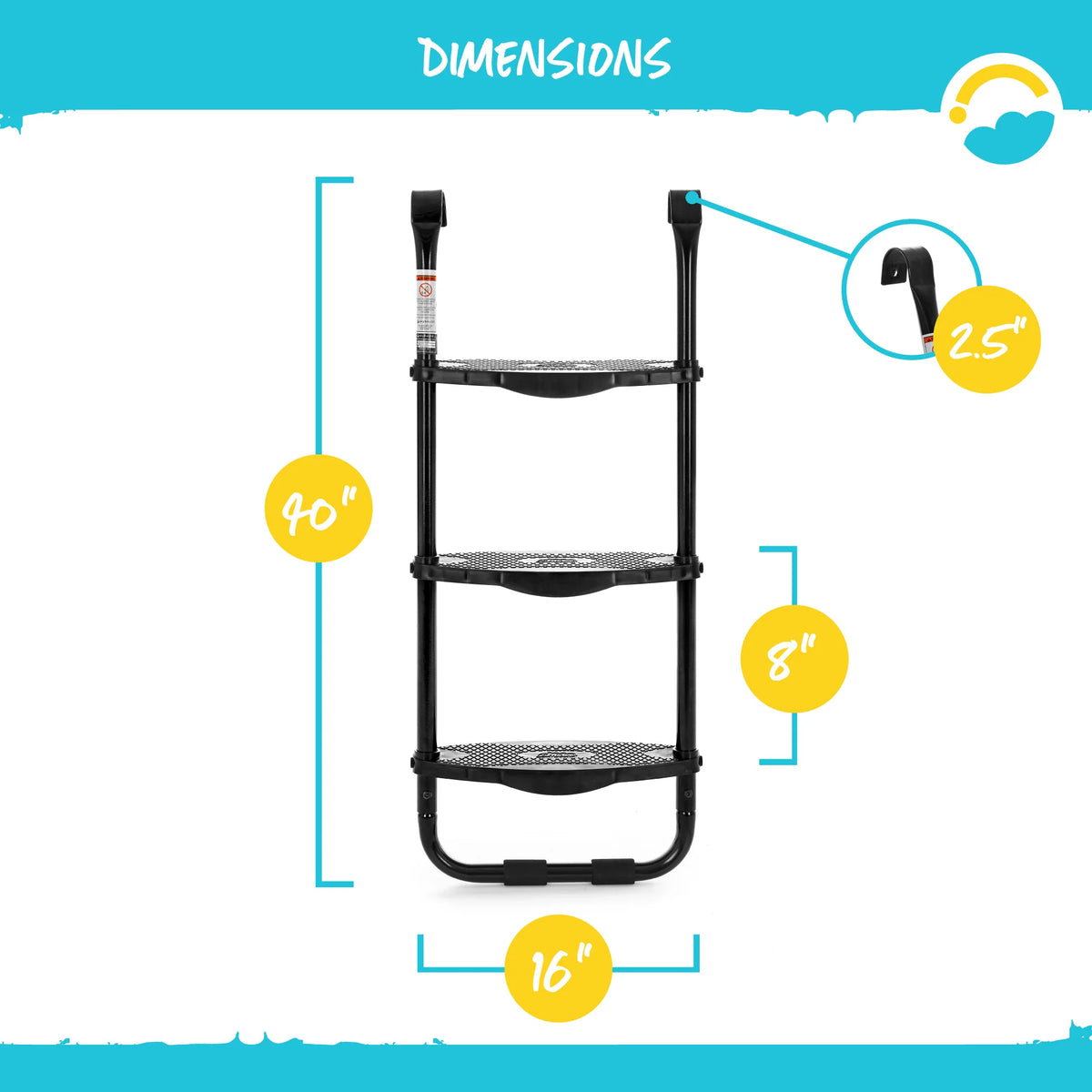 Heavy Duty 3 Step Trampoline Ladder with Non-Slip Plastic Step C87759