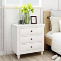White 3 Drawer Wood Nightstand O4340