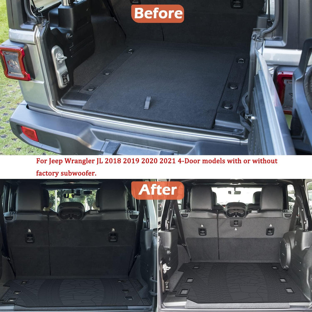 Cargo Mat for Jeep Wrangler JL 4 Door All-Weather Trunk Mat Cargo Liners J334