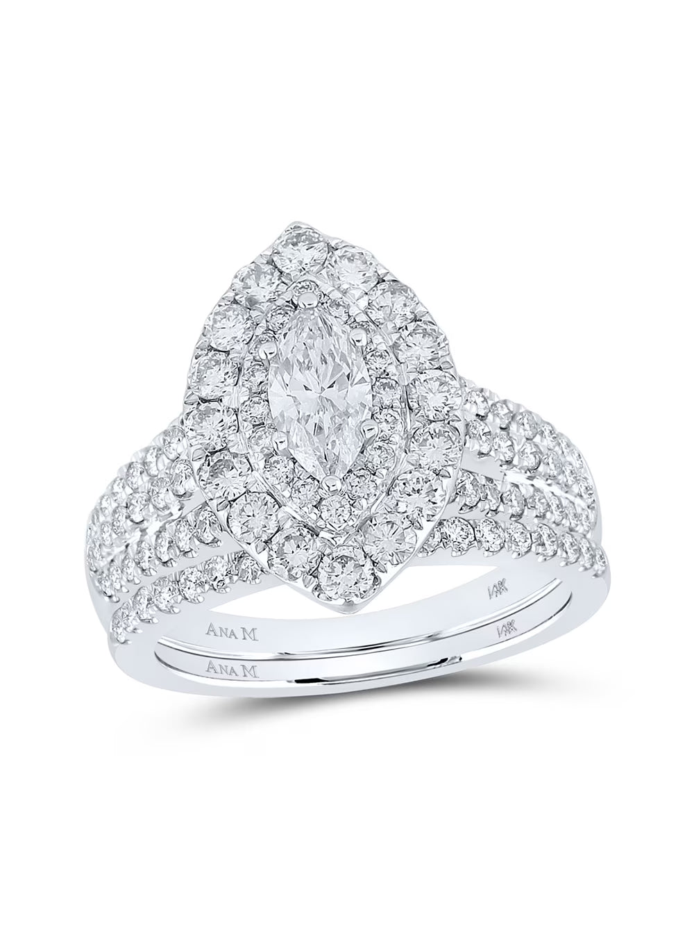 Two-tone Gold Diamond Halo Bridal Ring Set 2 Cttw Y71961