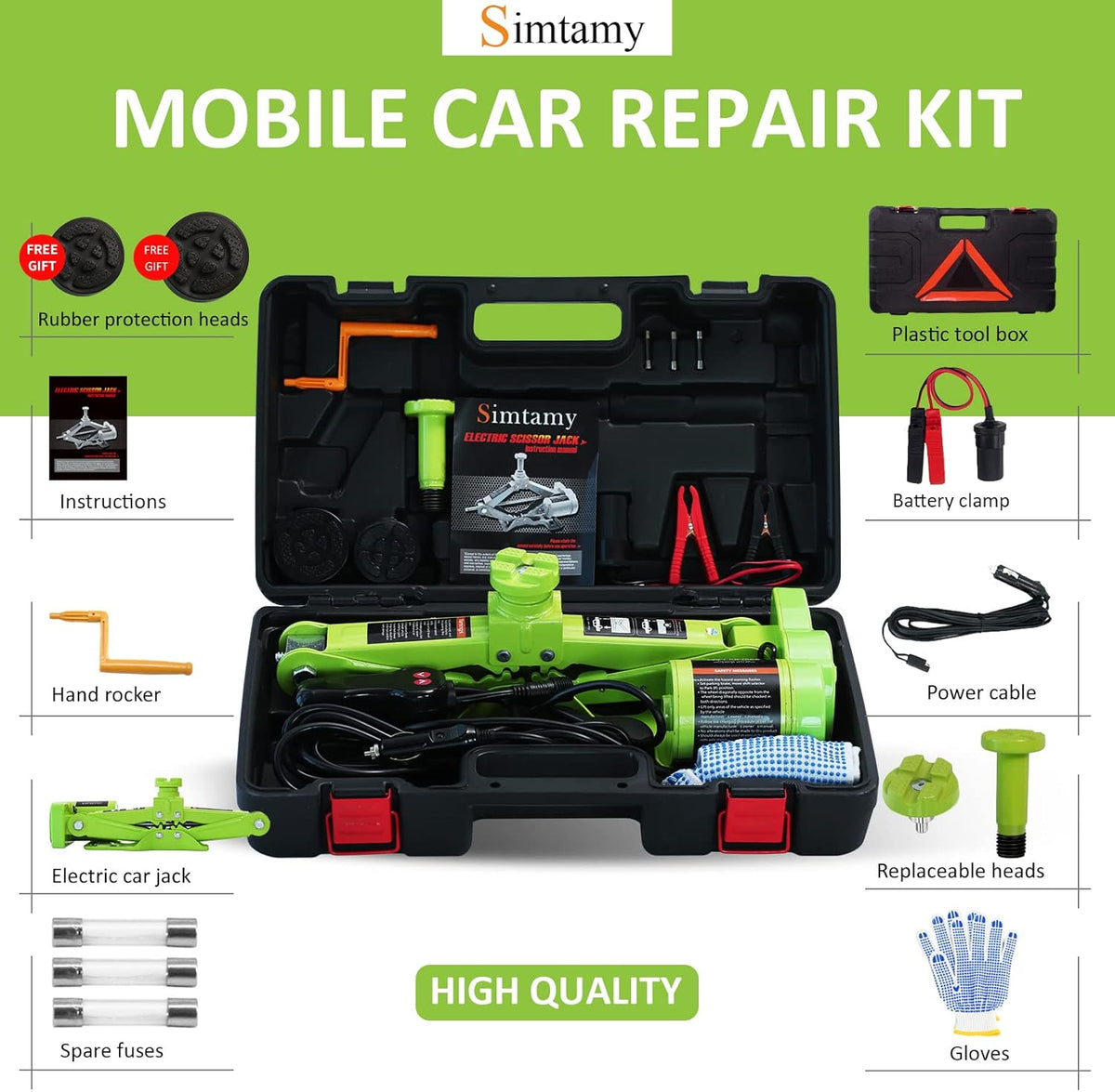 Electric Car Jack 3 Ton 12V Scissor Jack Portable Car Lift Tire Change Kit X395