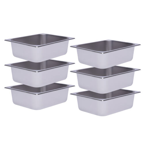 6Pcs 1/2 Size 4" Deep Silver Stainless Steel Steam Table Pans U5842