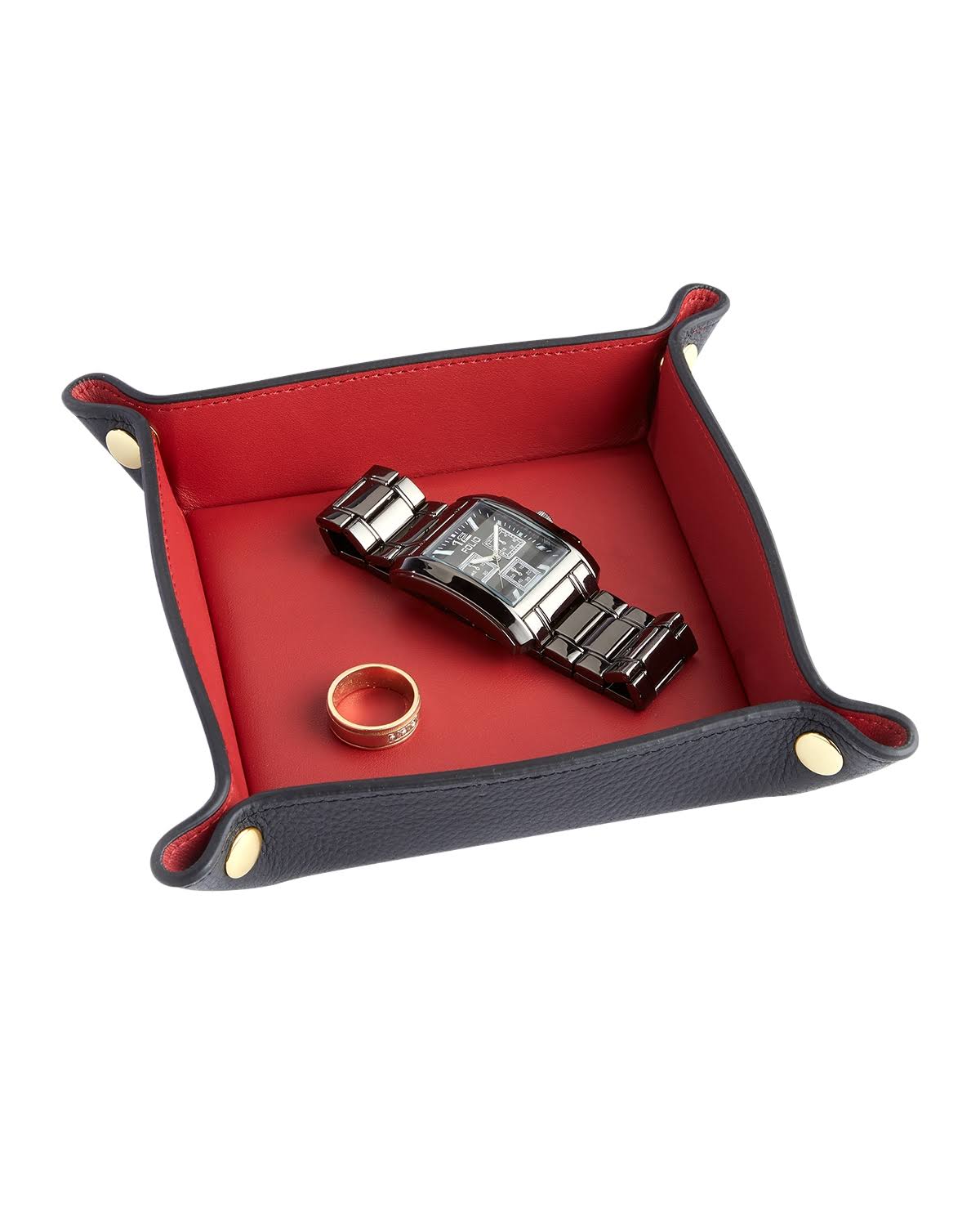 Black/Red Leather Valet Tray P859597