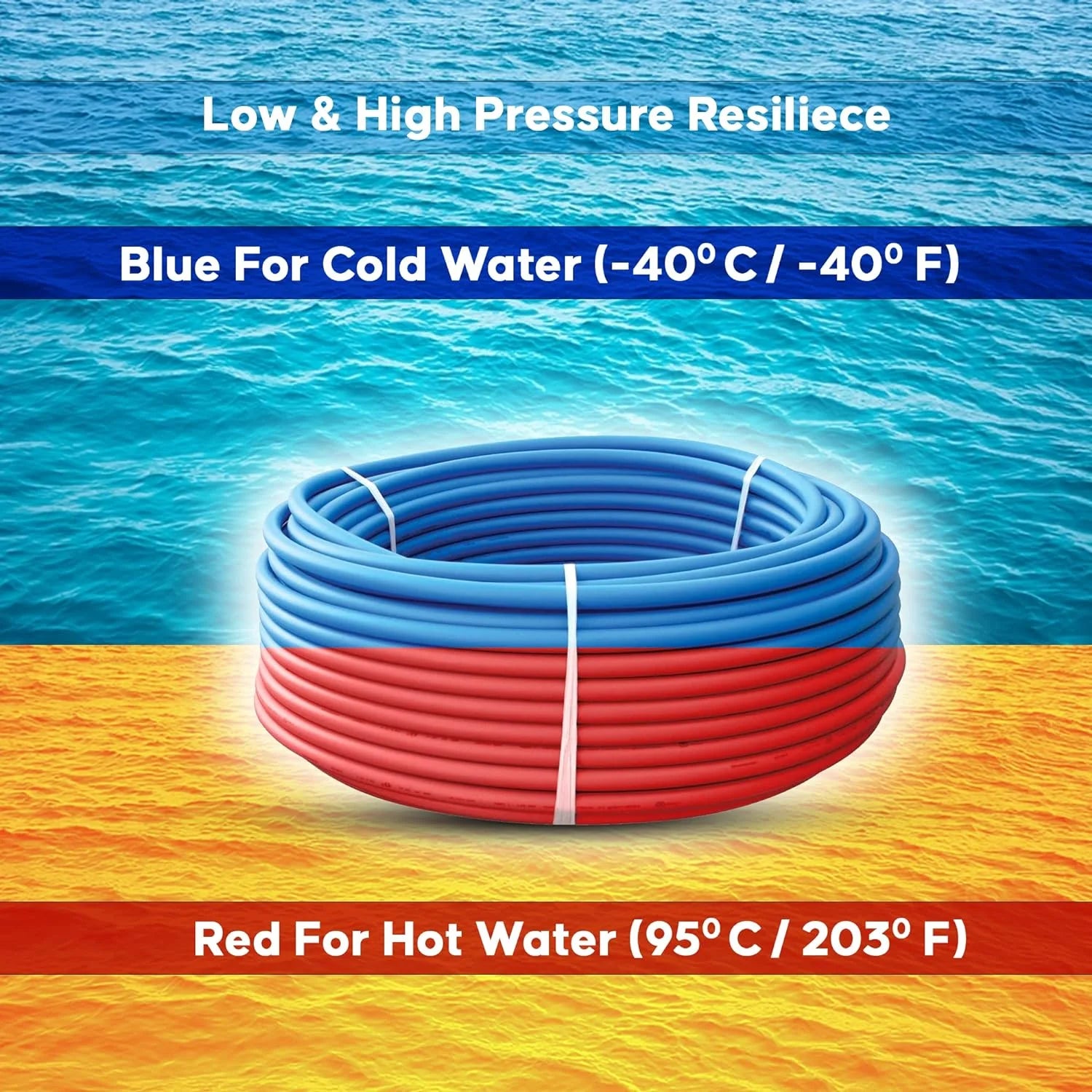 2 Rolls 1/2 Inch X 50 Ft Blue And Red PEX Pipe B932918
