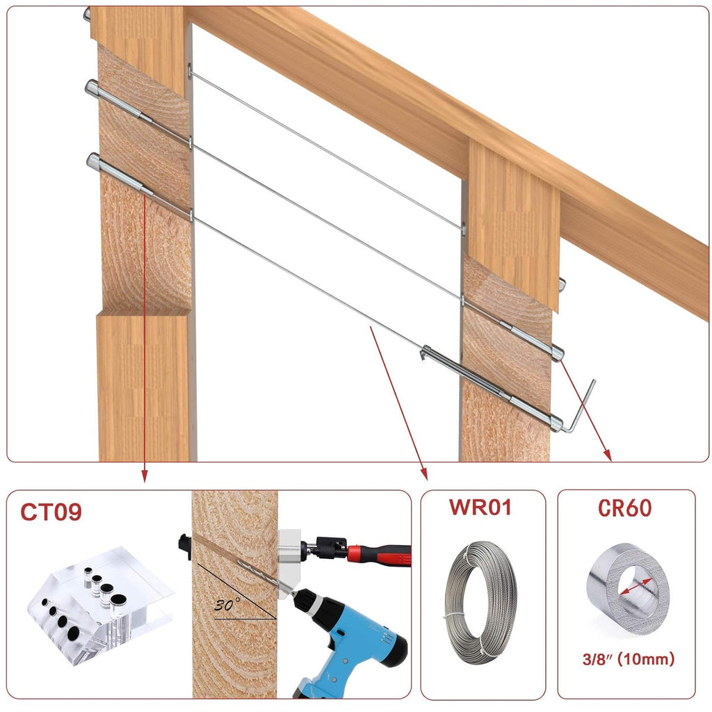20Pair Cable Railing Kit T316 Stainless Steel Round Head X167307